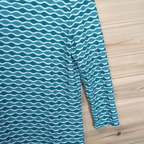 Tianello Top Womens Medium Teal Ballet Tee Wave pattern Art Colorful USA - Picture 3 of 9
